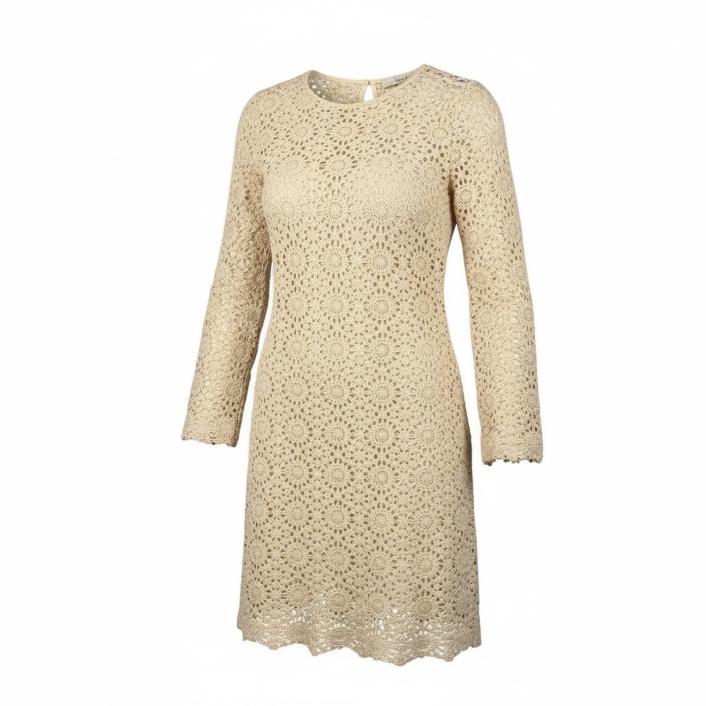 NWT LOFT Vintage Inspired Cream Crochet Lace Sheath Dress Coquette Cottagecore-M